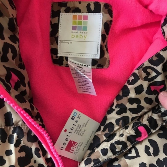 Healthtex Baby Girls Bubble Puffer Coat Jacket Khaki Animal Print 18 months NWT - Picture 3 of 5